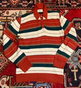 Vintage Women’s Andhurst Wintuk Striped Red/Green/White Long Sleeve Polo Shirt - Picture 1 of 10