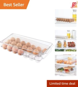 Egg Holder BPA-Free Plastic 14.57"x6.25" Stackable Fridge Organizer Clear - Picture 1 of 10