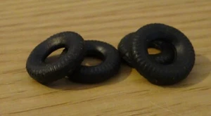 Corgi Black 17mm Treaded Reproduction Rubber Tyres Fits Land Rover & ERF Pre 67 - Picture 1 of 8