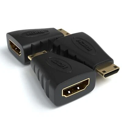 JAMEGA GMBH Adaptador HDMI a mini HDMI tipo A hembra a tipo C macho chapado en oro, 3 unidades