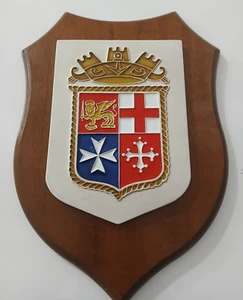 Crest in Pelle Stemma Araldico Marina Militare Italiana Vintage - Foto 1 di 1