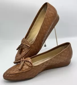 TROTTERS KIM BRAZIL scarpe donna in pelle intrecciata con nappe con zeppa taglia 10,5 M - Foto 1 di 15
