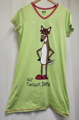 Lazy One Women’s Night Shirt Nightgown "Not tonight Deer". 100% Cotton. NWT - Image 1 of 4