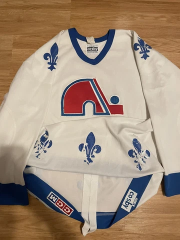 80’s QUEBEC NORDIQUES Avalanche CCM Cosby AUTHENTIC NHL HOCKEY JERSEY White Cover