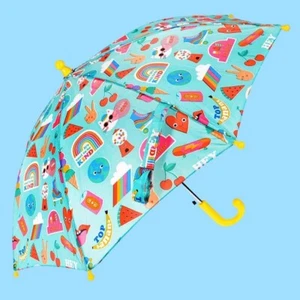 Kinder Regenschirm blau mit bunten, lustigen Motiven "Top Banana" von Rex London - Bild 1 von 4