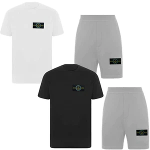 Herren Baumwolle T-Shirt + Shorts Set Flugzeug Kontrast Trainingsanzug Sommer VIELE FARBEN - Bild 1 von 9