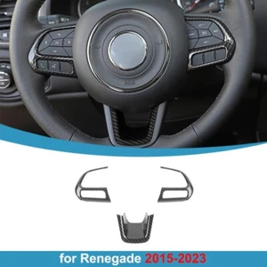 for Jeep Renegade 15+/Compass 17-20 Carbon Fiber Steering Wheel Decor Cover Trim - Picture 1 of 12