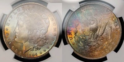 1904-O $1 Morgan Dollar - VAM-22A2- PQ Rainbow Toning - NGC MS64 - VIDEO - B2099 - Image 1 of 4