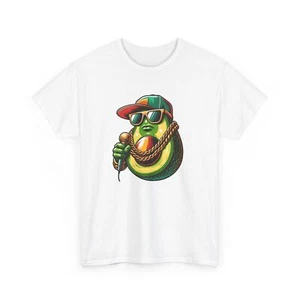 Unisex Adult T Shirt Avocado Rapper Pop Art Hip Hop Funny Food Gift Music Tee - Picture 1 of 25