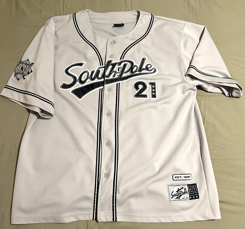 South Pole 935 MLB #21 Vintage Baseball Jersey Men XXL Gray Y2K Rap Hip Hop - Image 1 of 4