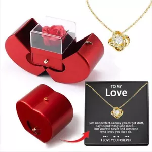 White Gold Necklace With Luxury Rose To My Love Forever Heart Box Vintage Gifts - Picture 1 of 10