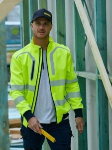 Bisley Taped Hi Vis Soft Shell Bomber Jacket (BJ6979T) - Picture 1 of 7
