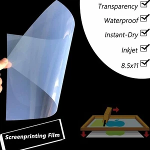 8.5"x11"，Waterproof Inkjet Transparency Film for Silk Screen Printing，500 sheets