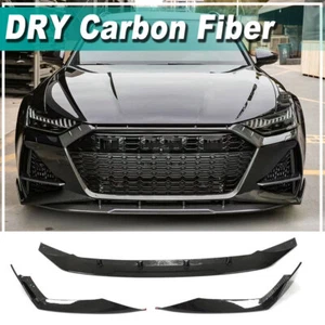 Fit For Audi RS6 RS7 C8 Avant Wagon 2019-24 Dry Carbon Front Bumper Lip Spoiler - Picture 1 of 14