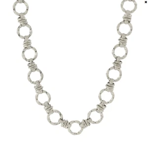 1928 Jewelry Silver-Tone Textured Link Chain Necklace 16 In Adjustable - Picture 1 of 4
