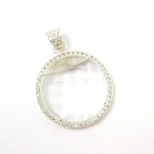 Colgante de plata esterlina con bisel redondo de cristal de cuarzo con piedras preciosas pavé de circonitas cúbicas - Imagen 1 de 4