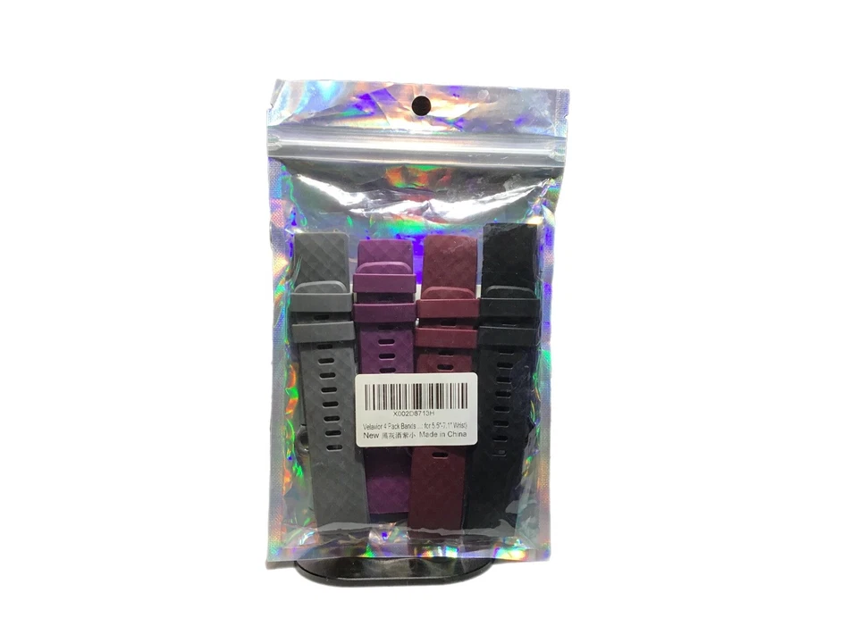 4 Velavior Sport Watchband Black/gray/maroon/purple Fitbit Charge 3/Charge 4(K - Image 1 of 1