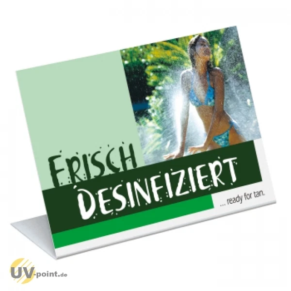 MARKENLOS SOLARIUM AUFSTELLER FRISCH DESINFIZIERT INFO SCHILD SONNENBANK WURDE GEREINIGT