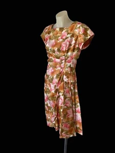 50s Fab Floral Silk Twill Sheath With Side Sash.Fab!36”B, 28” W,40”H - Picture 1 of 8