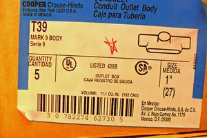 QTY 5 - Crouse-Hinds T39, Aluminum 1" Rigid Conduit Outlet Body New in Box - Picture 1 of 6