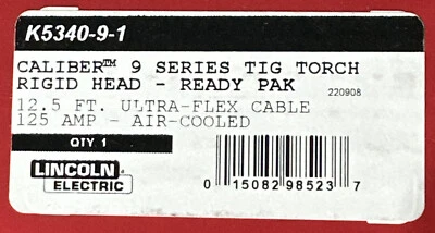 Lincoln Electric K5340-9-1 Caliber 9 Series TIG Torch. Rigid 12.5FT (3.8 M) - Image 1 of 4