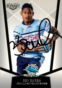 Signed 2015 Cronulla Sharks NRL ESP Elite Card - Ben Barba - Picture 1 of 3
