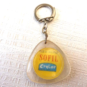 PORTE CLES DES ANNEES 60 KEYCHAIN - SOFIL FILS A TRICOTER PHOTO RECTO-VERSO - Bild 1 von 2