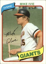 1980 Topps San Francisco Giants Baseball Card #62 Mike Ivie - VG