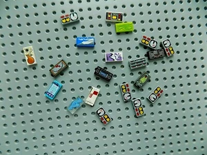 Lego Lot of 20 1x2 Tiles with printed pattern design combine shipping to save c - Picture 1 of 2