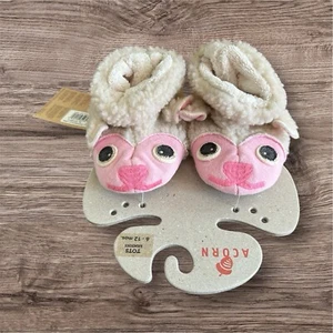 Acorn Baby Tots Pink Lamb Baby Slippers Fur lined NEW 6-12 Months - Picture 1 of 7