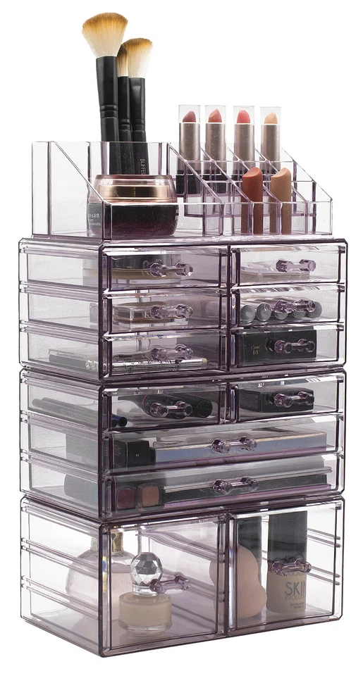 Organizador de Maquillaje Acrílico Extra Grande - Caja de Almacenamiento de 12 Cajones y 16 Compartimentos Foto 1 de 4