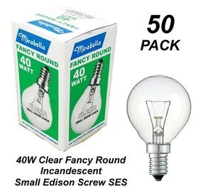 50 x 40W Clear Fancy Round Light Globes Bulbs Lamps E14 Small Screw Incandescent - Picture 1 of 2