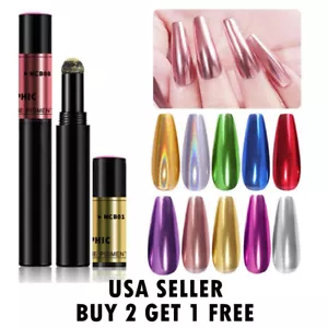 Mirror Nail Chrome Pen Powder Air Cushion Laser Stick Dust Holographic Manicure - Picture 1 of 15