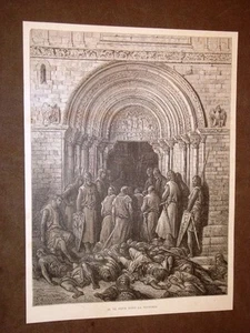 Incisione di Gustave Dorè del 1884 Il Te Deum dopo la vittoria Crociata - Picture 1 of 1
