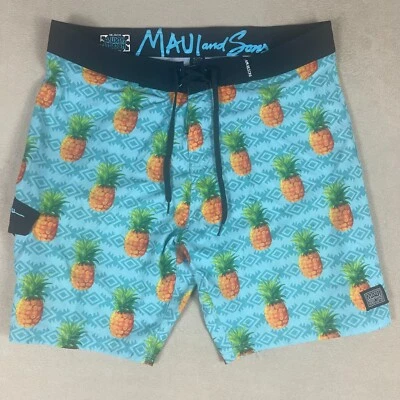 Maui And Sons 游泳裤男式 38 抽绳腰口袋多色轻便 — 第 1/4 张图片