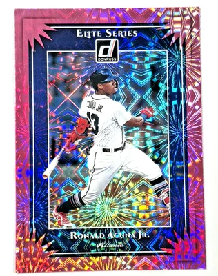 2019 Donruss #ES1 Ronald Acuna Jr. Elite Series Pink Fireworks NM - Image 1 of 2