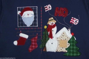 Felpa Natalizia Bobbie Brooks Navy Tessuto Texturizzato Donna Taglia S 4/6 - Foto 1 di 1