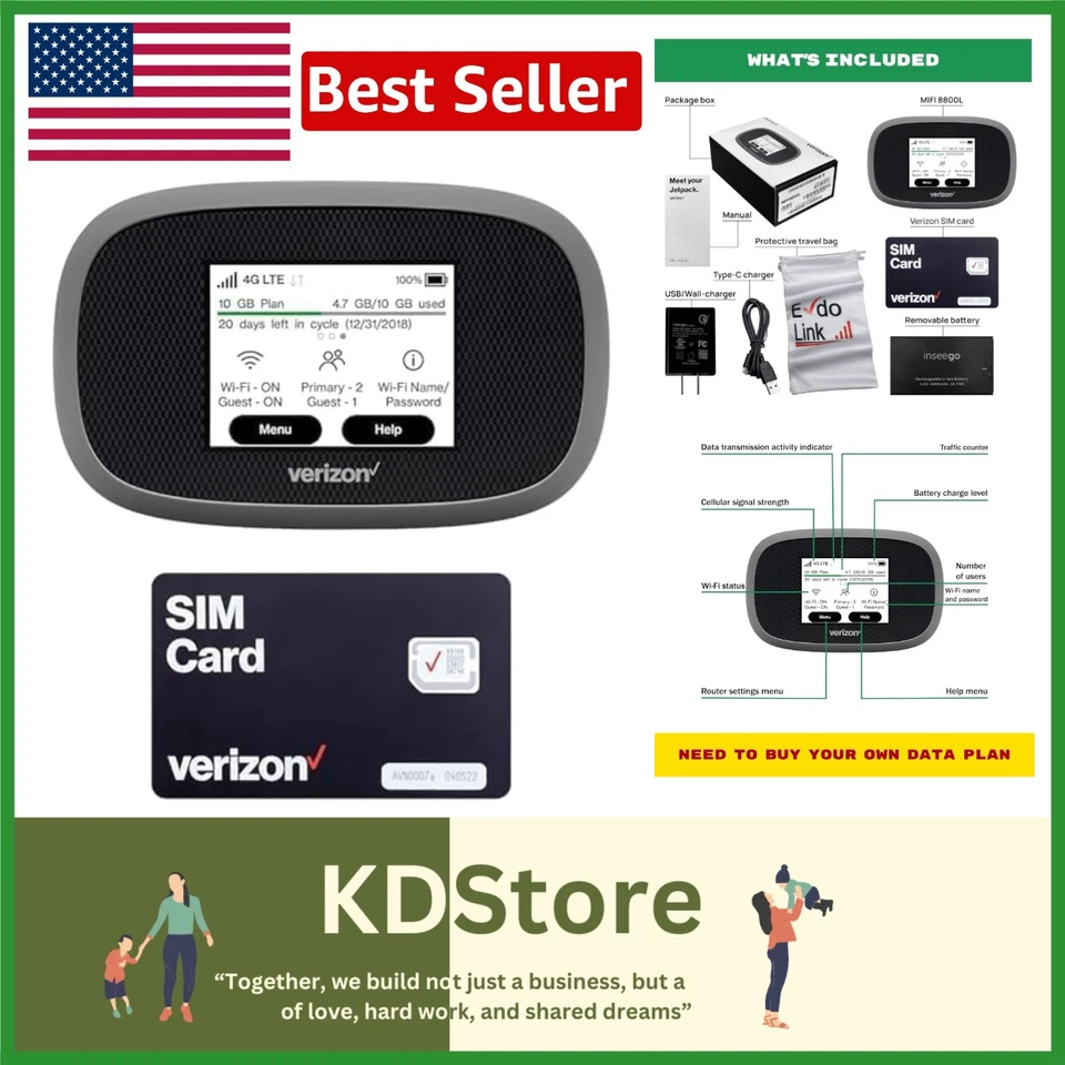 Verizon Jetpack 8800L – Global 4G Hotspot with Free VPN & Long Battery - Image 1 of 4