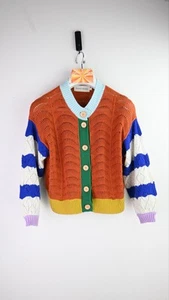 Nancybird cotton & wool blend colour block/striped cardigan size UK8 - Picture 1 of 10