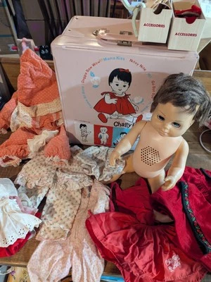 Chatty Baby 1961 Doll (Doesn't Talk), 1962 Case Accessories Chatty Cathy Clothes - Image 1 of 4