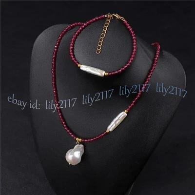 3 мм граненая шпинель круглый бисер белый барокко жемчуг подвеска ожерелье браслет комплект - Изображение 1 из 4