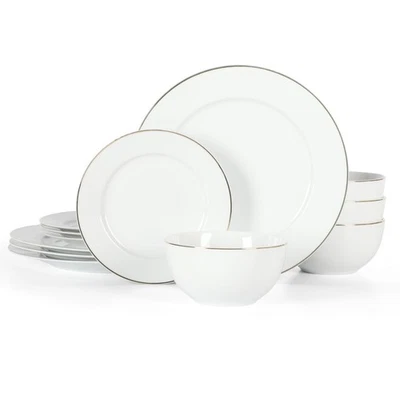 Platos y cuencos de porcelana de alta cocción Gracie Lane resistentes a astillas y arañazos... Foto 1 de 4