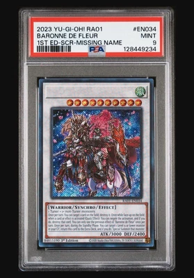 Yugioh POP 1 Baronne De Fleur RA01-EN034 Secret Rare Missing Name Misprint PSA 9 - Image 1 of 2