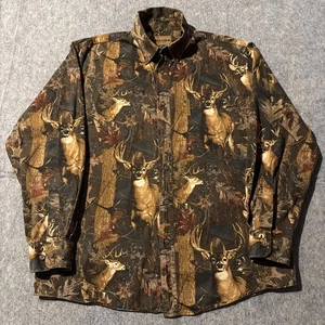 Magellan Deer All Over Print Shirt Mens M Long Sleeve Button Up Camo Pocket Hunt - Picture 1 of 7