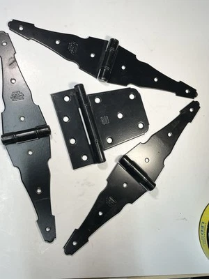 4 Stanley Hardware Black Coated LifeSpan Hinges- Heavy Duty-No Screws - Image 1 of 4