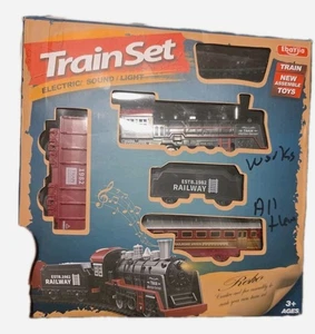 Elektrisches Zugset mit Gleis Eisenbahn Set Sound & Licht Retro Style funktioniert Alter 3+ - Bild 1 von 14