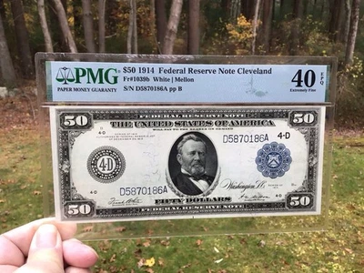 $50 1914 Federal Reserve Note CLEVLAND PMG 40 Extremely Fine White/Mellon - Image 1 of 4
