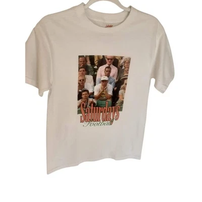 Saturdays Football White Graphic Tee Small Vintage Style - Image 1 of 4