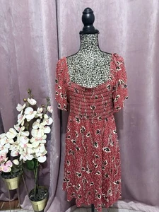 FatFace Red Floral Short Sleeve Summer Dress with pockets Size 12 - Picture 1 of 5