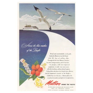 1945 Matson Line: Across the Blue Reaches of the Pacific Vintage Print Ad - Picture 1 of 1